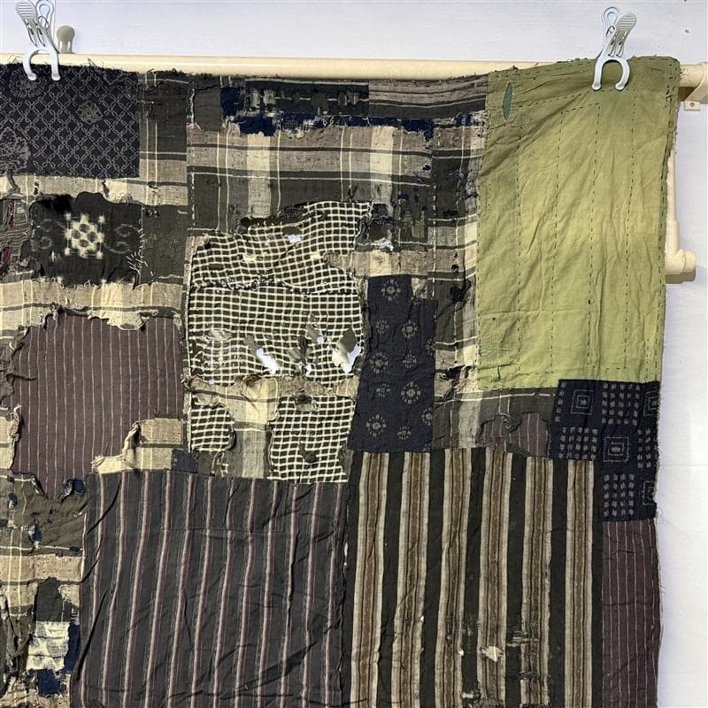 古布 木綿 藍染 刺子 継ぎ接ぎ 襤褸 ⑧ 5幅 縦165cm 横152cm