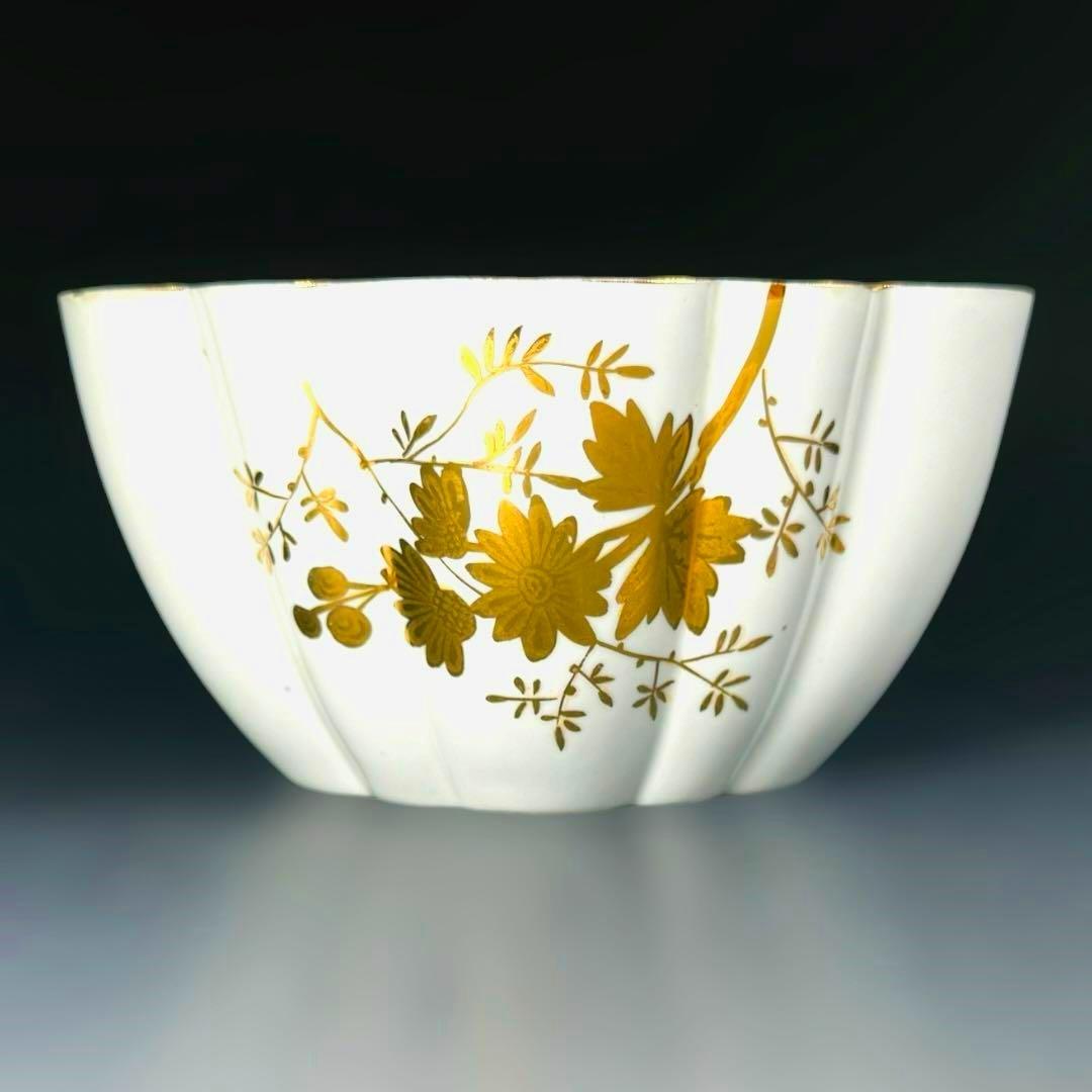 ■19世紀 英国 フォリー(ワイルマン シェリー)金彩 菊花装飾 シュガーボウル