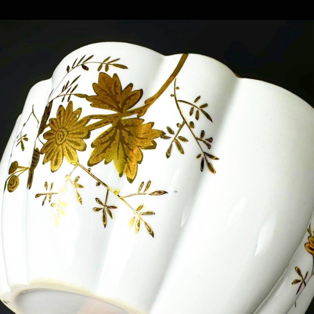 ■19世紀 英国 フォリー(ワイルマン シェリー)金彩 菊花装飾 シュガーボウル