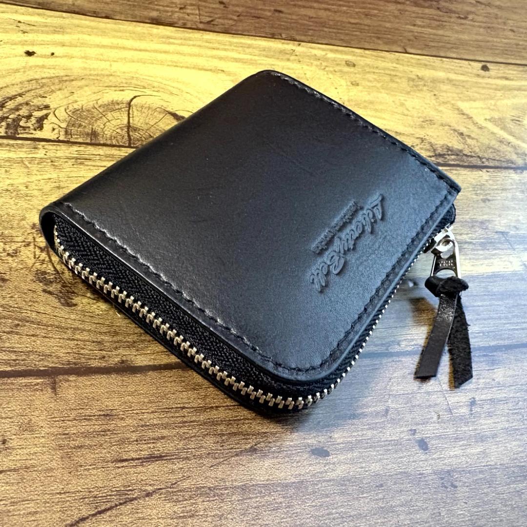 【本牛革】L字ラウンドファスナーウォレット　ブラック