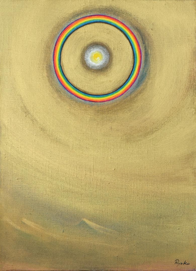 油絵 菅家令子 絵 絵画インテリア額付(黒) F4-G202023 風景祈り奇跡