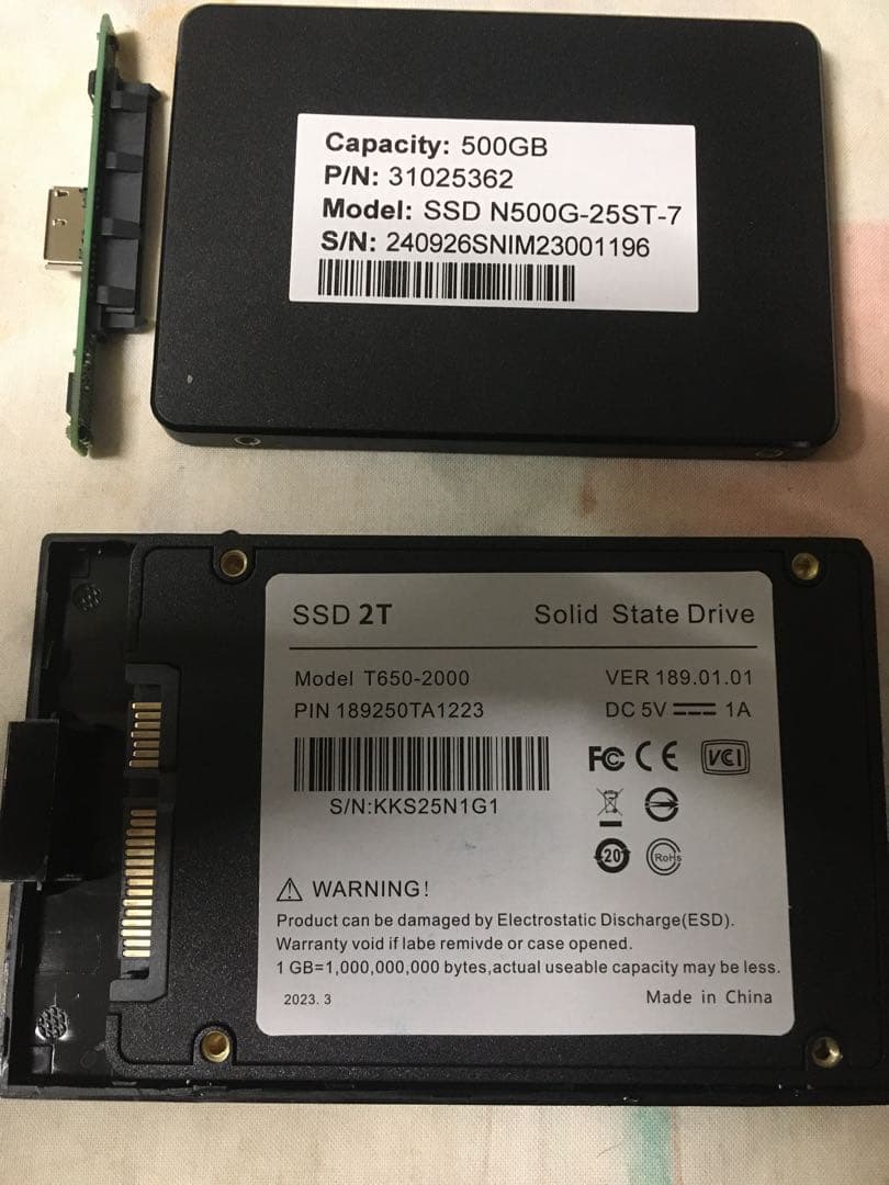 buffalo SSD-PG500U3ポータブルSSD 2TB 0時間６回