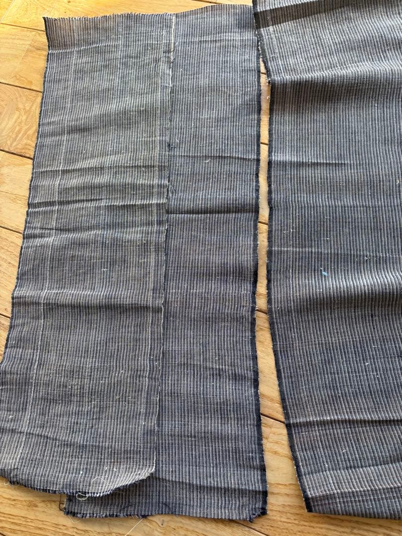 古布　対馬麻　藍染　縞　麻