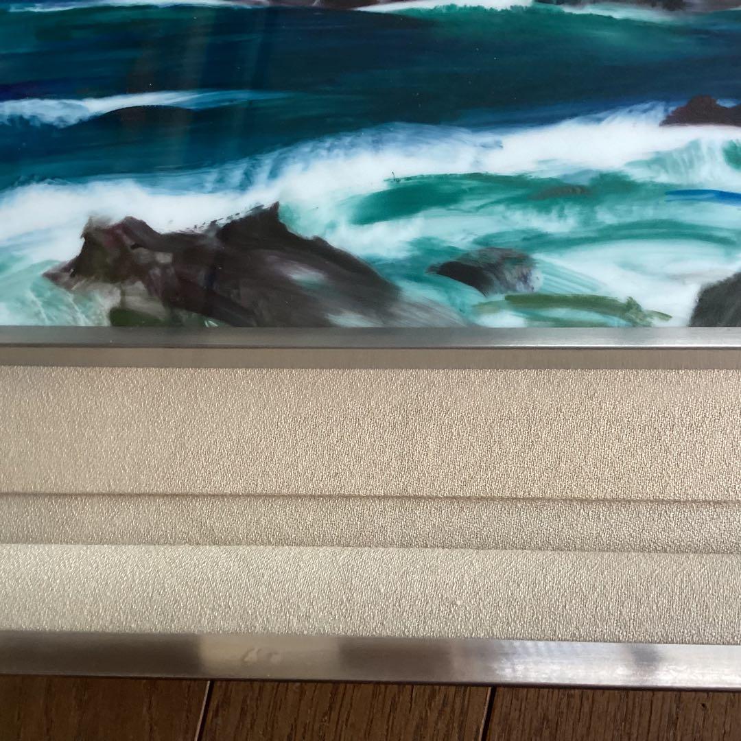 陶板画　額入り　海　海岸　波