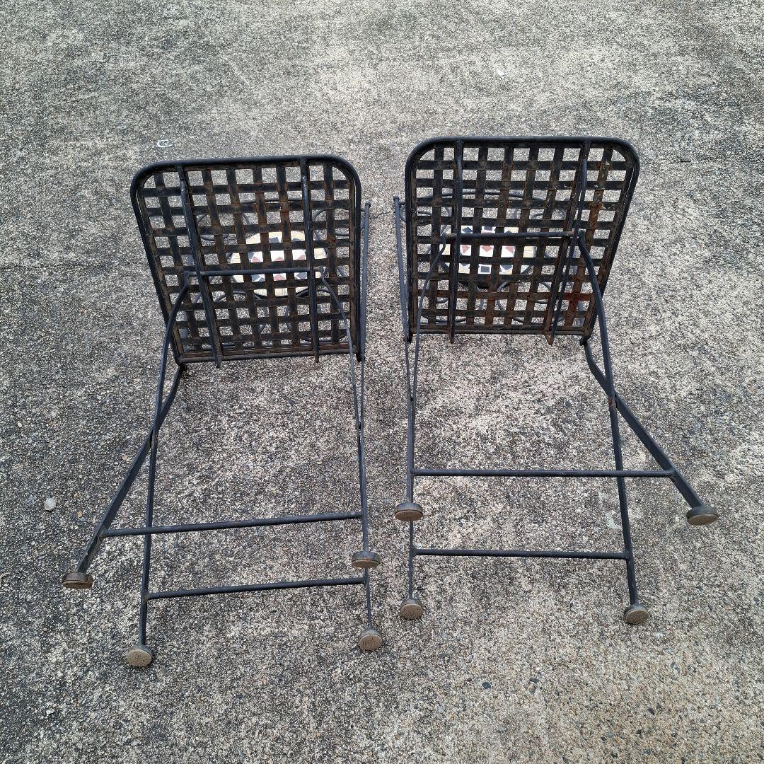 ガーデンテーブルセット モザイク模様　椅子2つのみ（テーブル別売り）