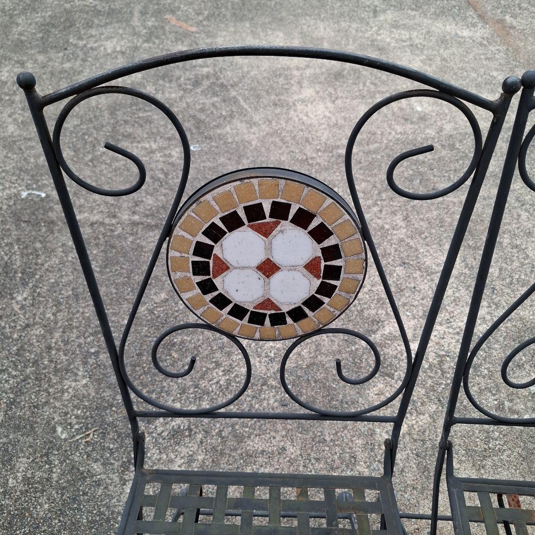 ガーデンテーブルセット モザイク模様　椅子2つのみ（テーブル別売り）