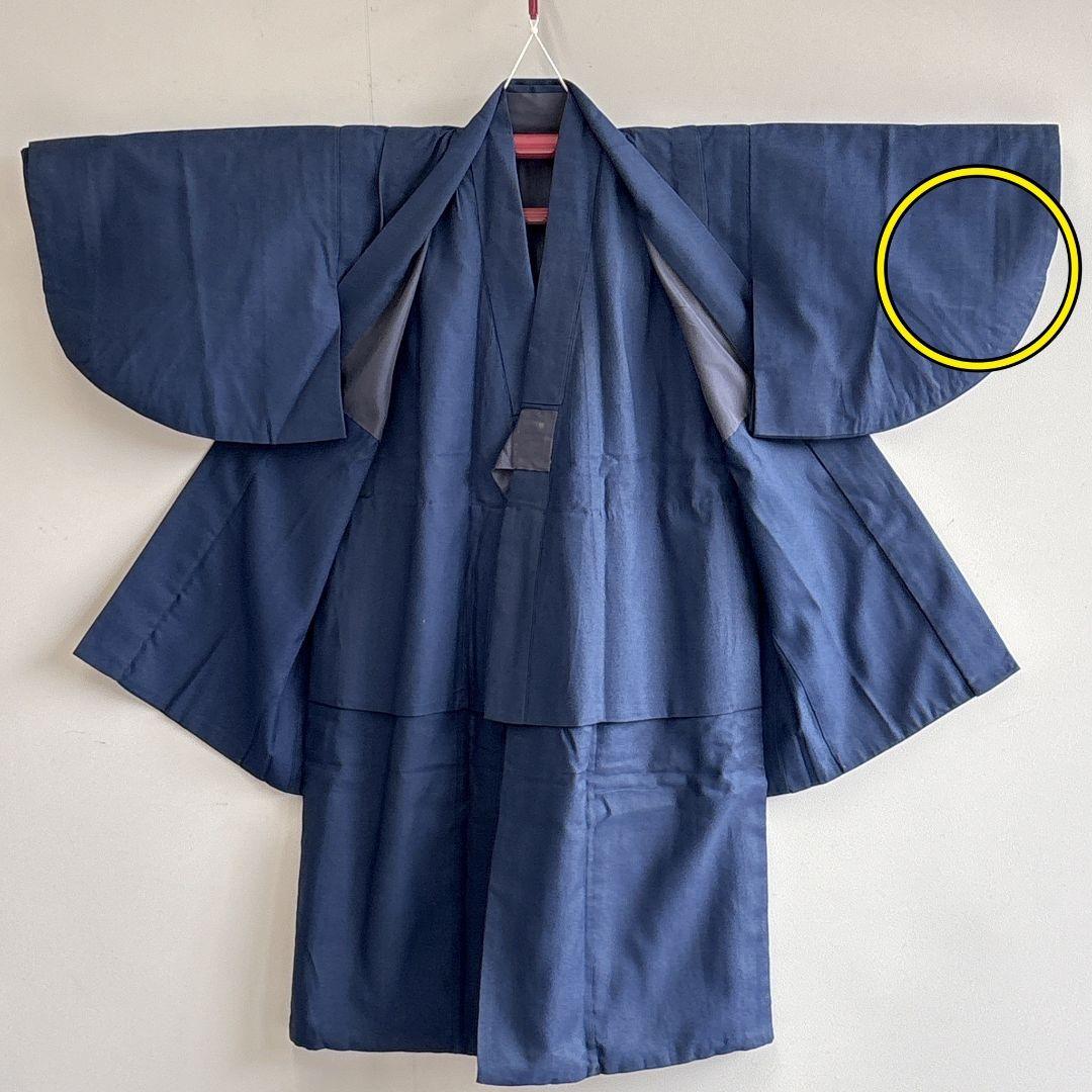 七五三　5歳　男の子　袴セット　紺　鷹　古典柄はかま袴丈54　中古品　61212