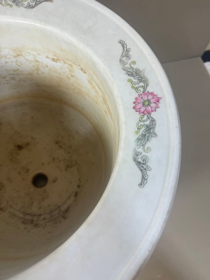 2609 中国骨董　花鳥文　鉢　植木鉢　時代物