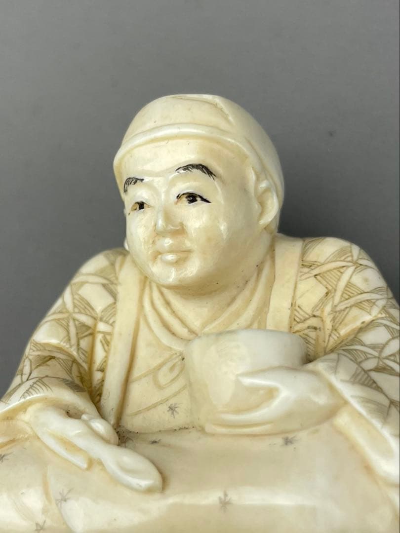 時代根付 マンモス牙製 作家物 中国美術 在銘 孝友 茶会 利休