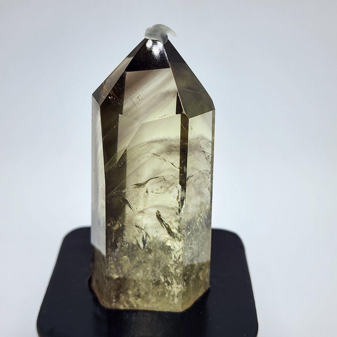 ファントムスモーキーシトリン ポイント型置物木製台座付き