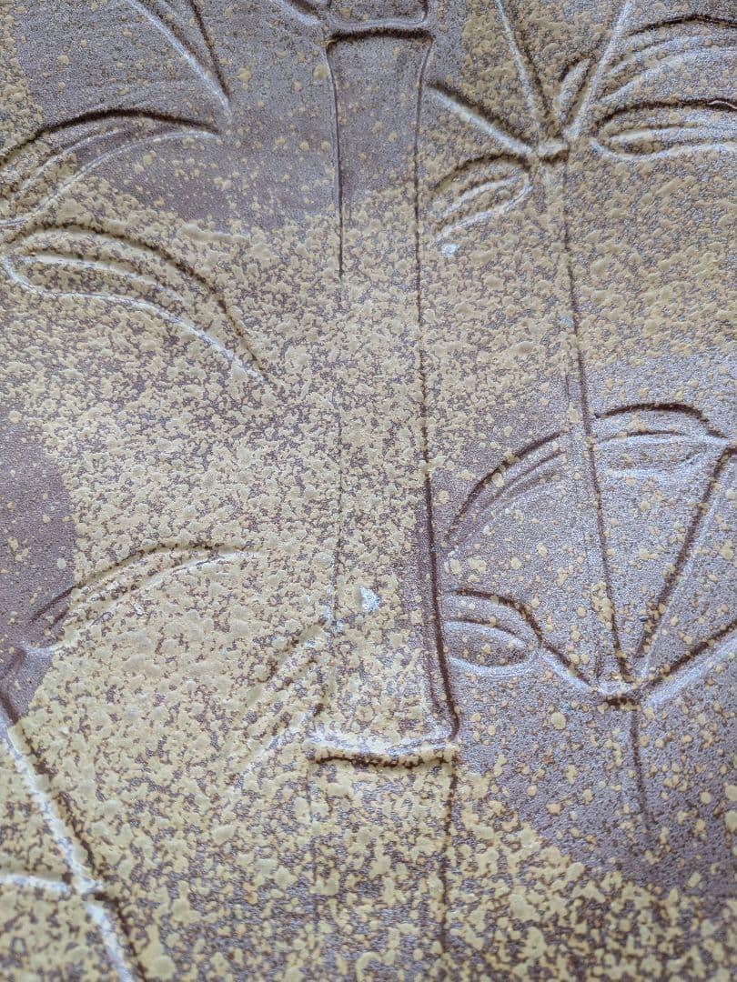 【S-01】竹彫刻の陶器皿　12号　36.5cm