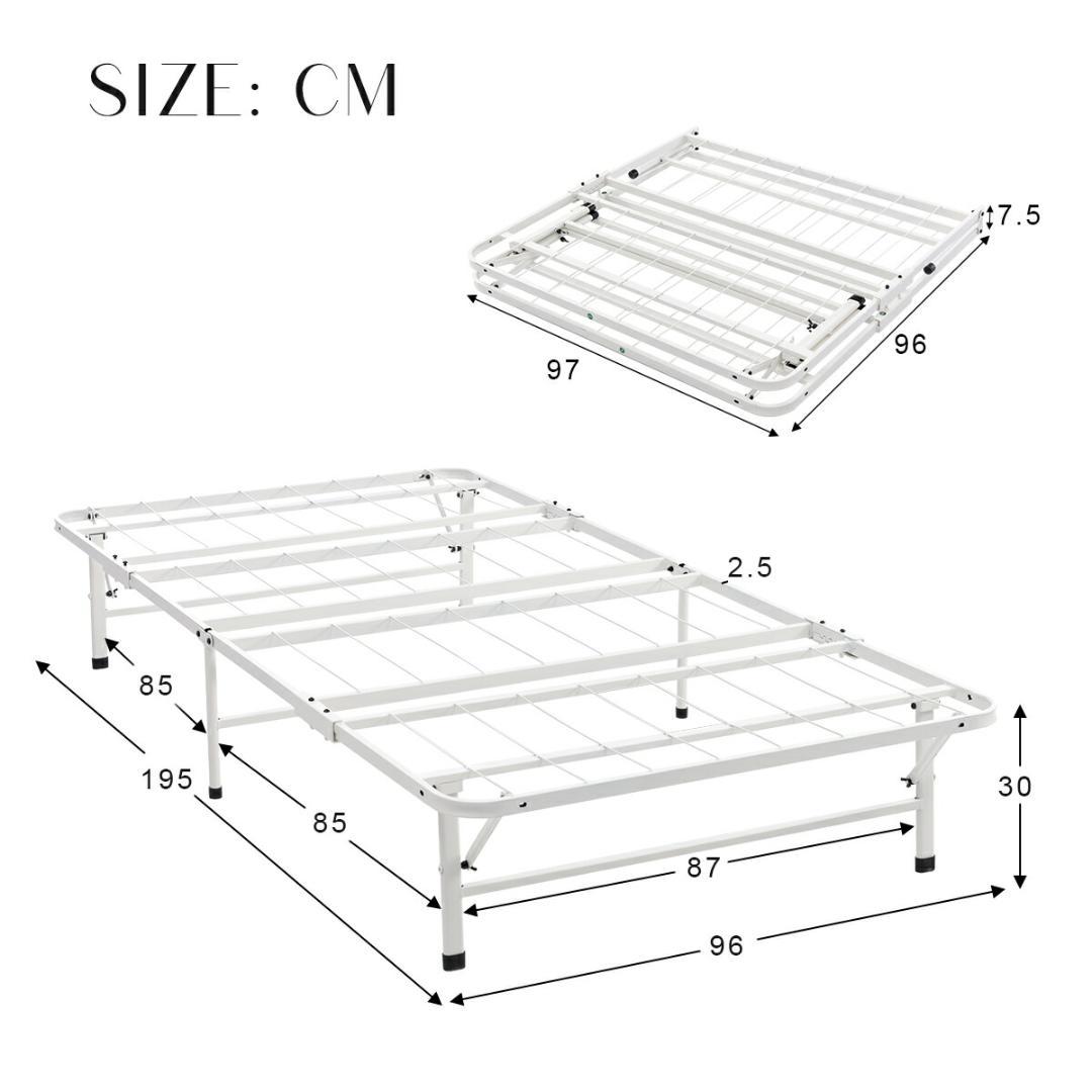 大人気！耐荷重200KG折りたたみベッド シングル 組立簡単 ベッドWHITE