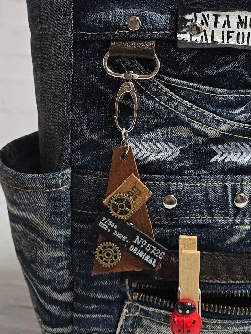 デニムリメイクバッグ 男前 大サイズ上部ファスナー ビジネス メンズ