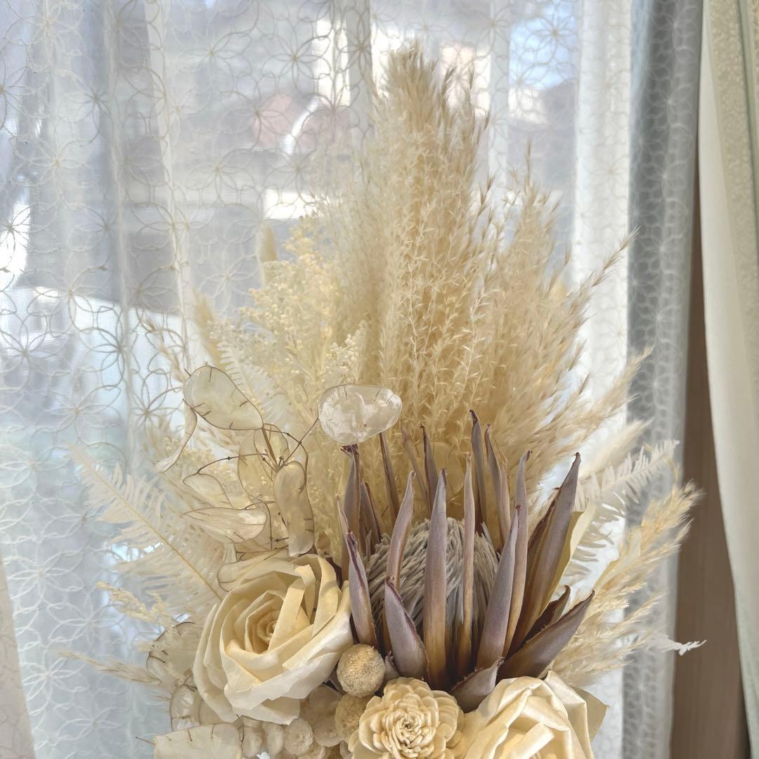 ドライフラワーブーケ　ウェディングブーケ　ピンク系ブーケブートニア付き❣️