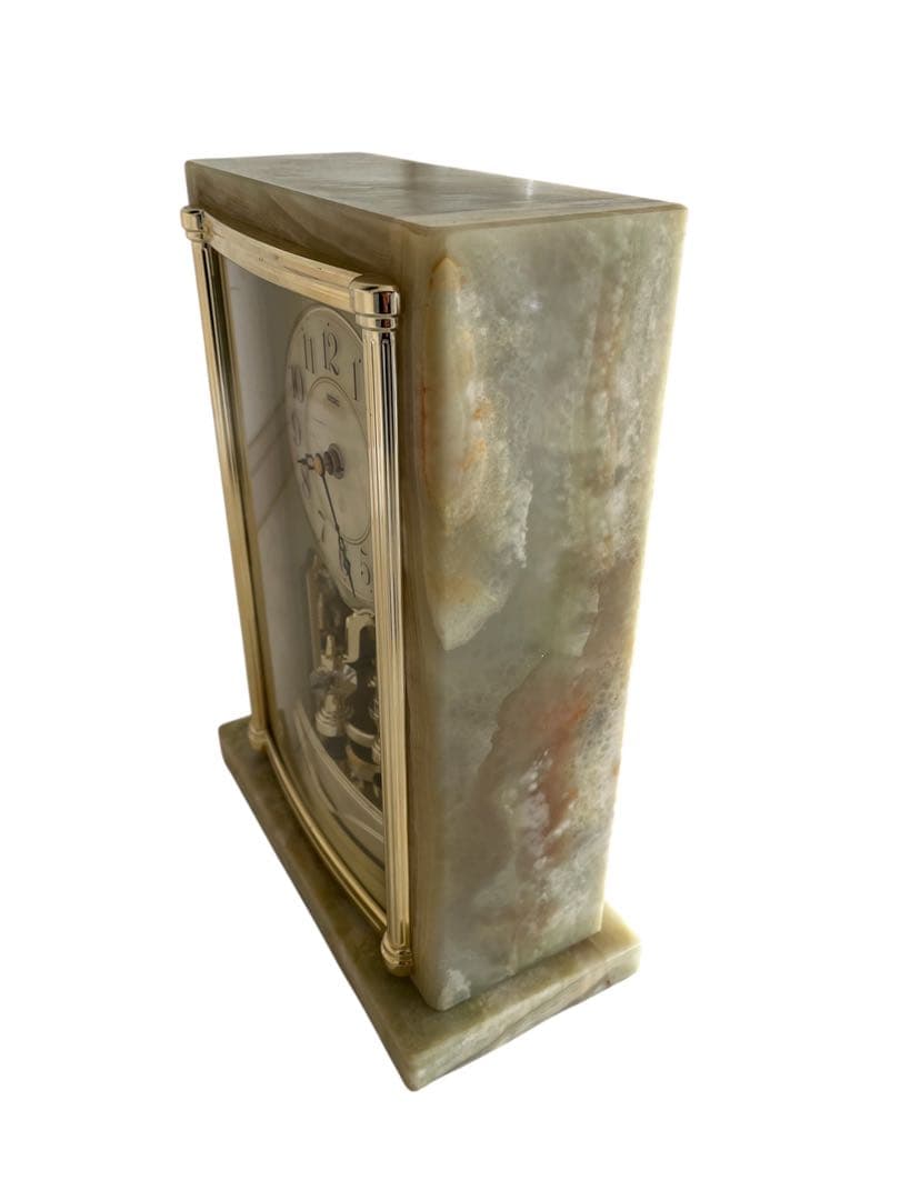 SEIKO EMBLEM 高級オニキス枠置時計　HW443M 大理石　 動作品