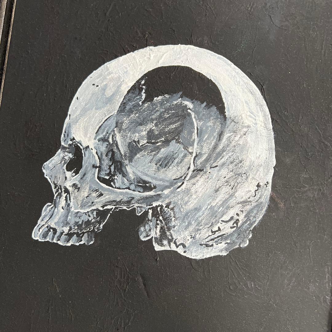 スカルの絵画（白黒）　アート　絵画　ドクロ