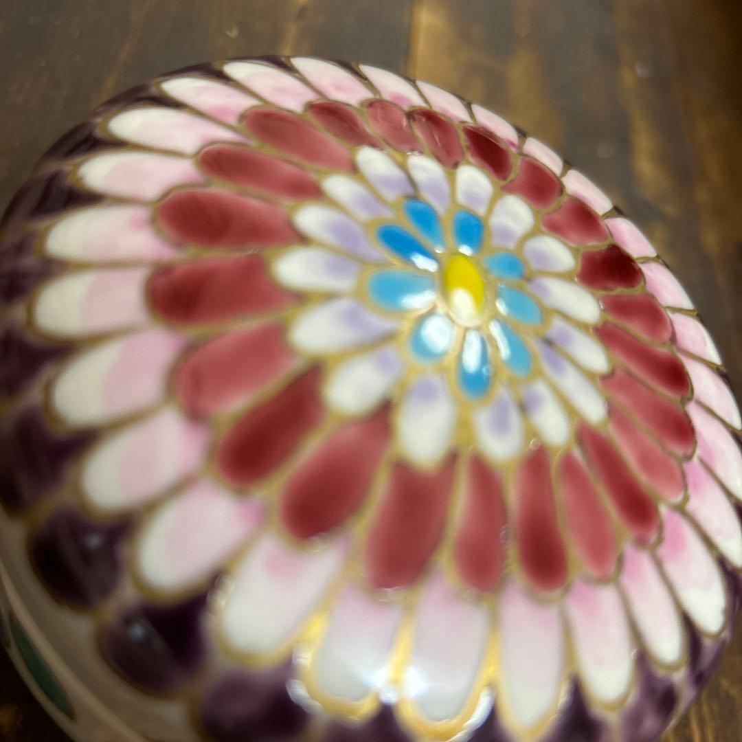 京都　京焼　清水焼　蓋物　蓋付き小物入れ　手描き　色絵