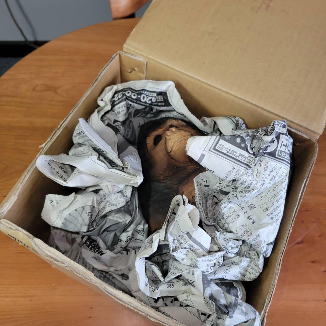 【匿名発送】木工品　國光作　置物　ゴリラ　一点物　アンティーク　木彫り