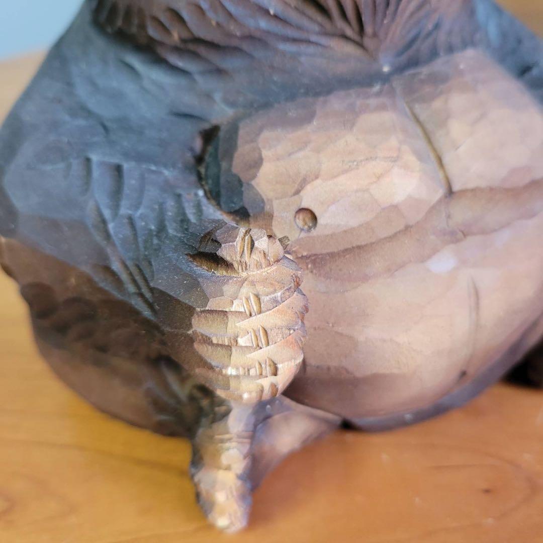 【匿名発送】木工品　國光作　置物　ゴリラ　一点物　アンティーク　木彫り