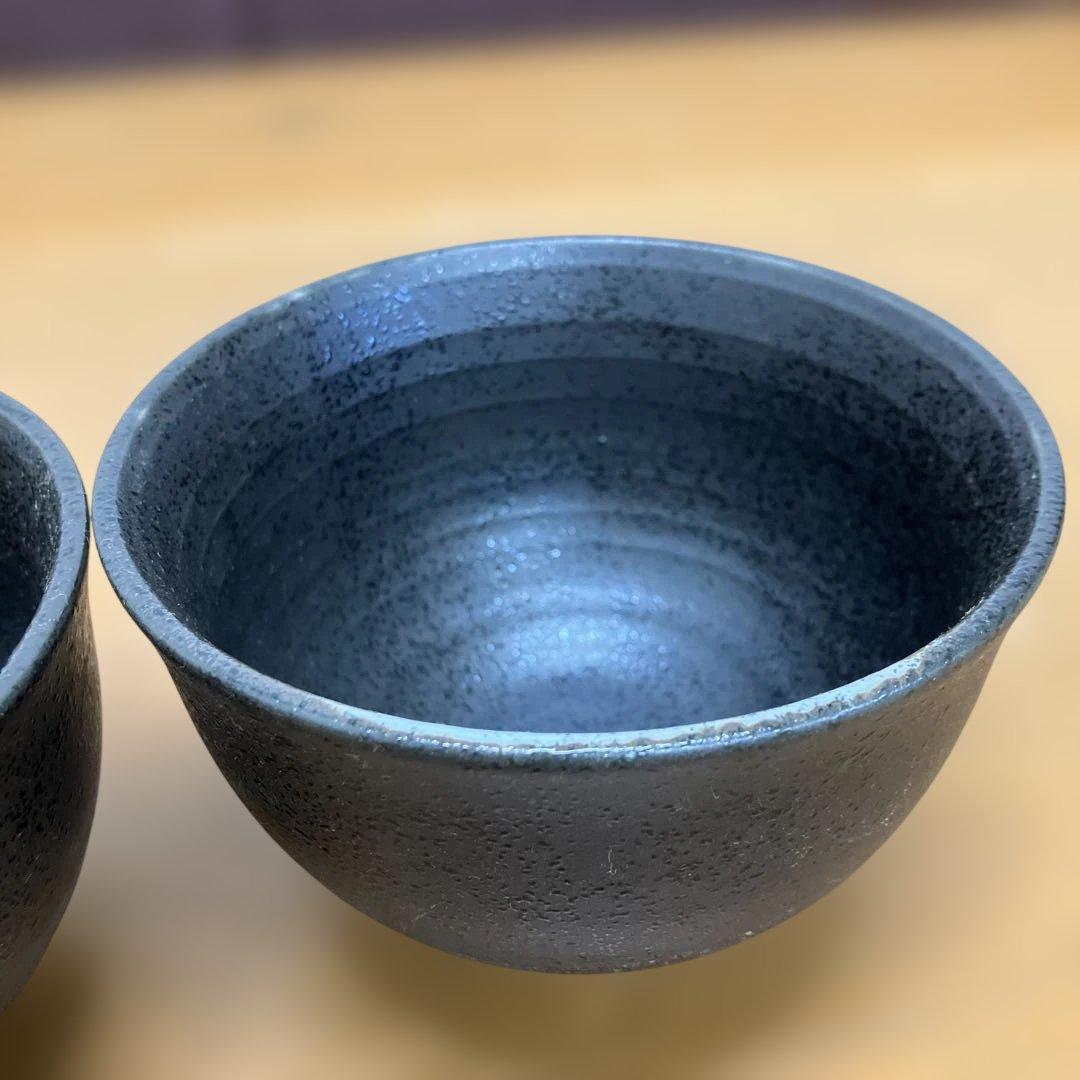 ⑭萩焼 蓋茶碗 一対 晴山 作 共箱 共布 茶道具 直径11cm