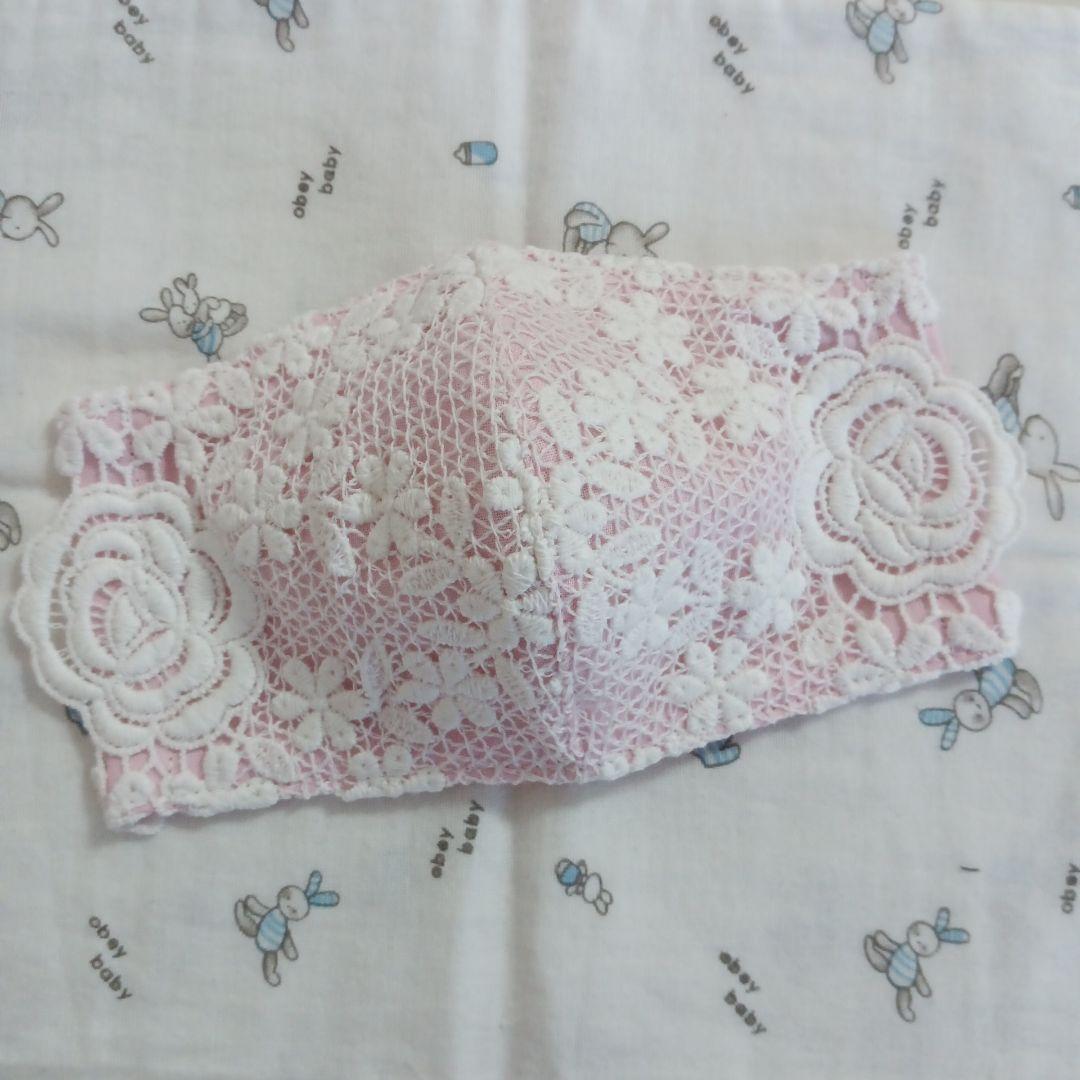 M57★ベビーピンク★ケミカル★薔薇✿刺繍レース★ハンドメイドマスク
