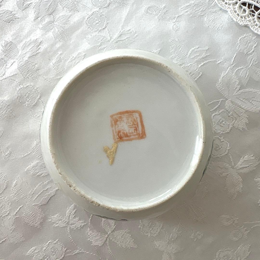 中国古美術 清末民国　粉彩 四季の花　染め付け　蓋付き器