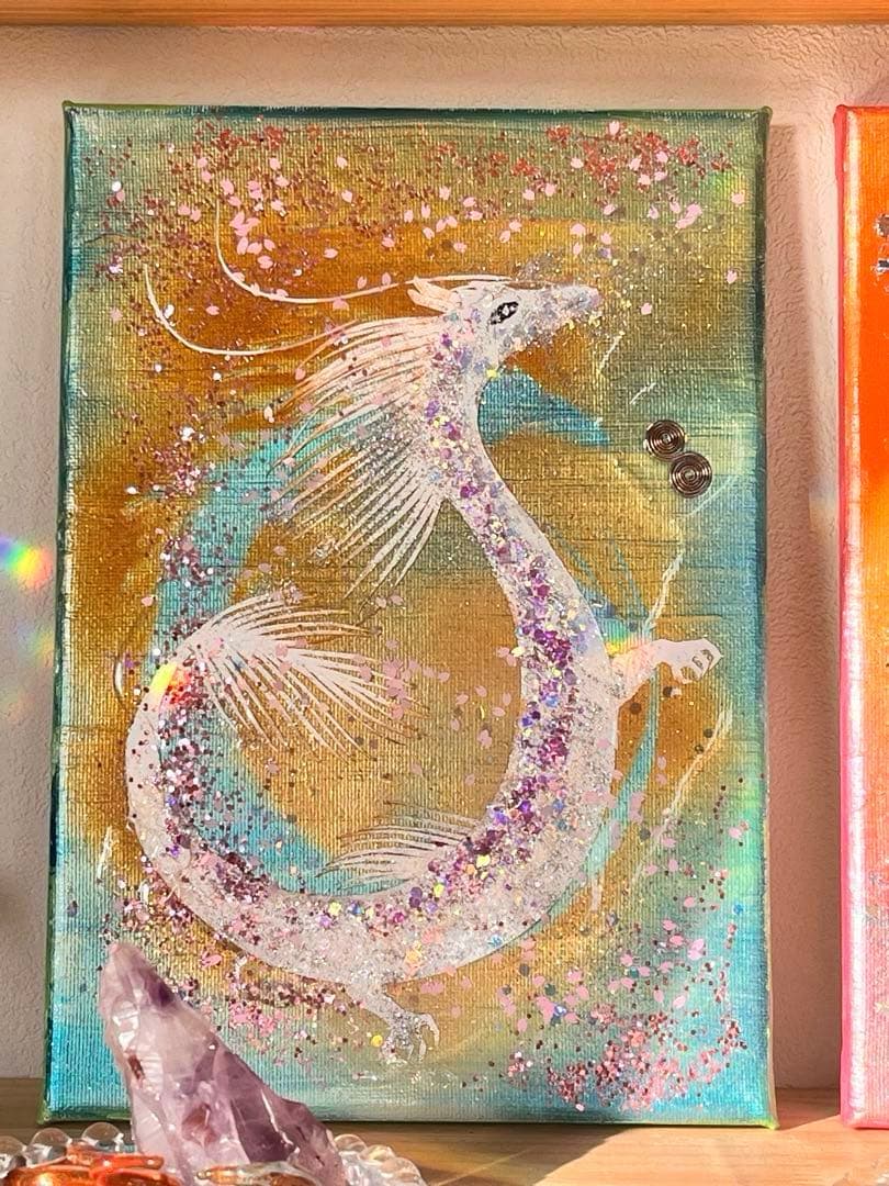 『春光銀虹龍神様』切り絵　アメジスト