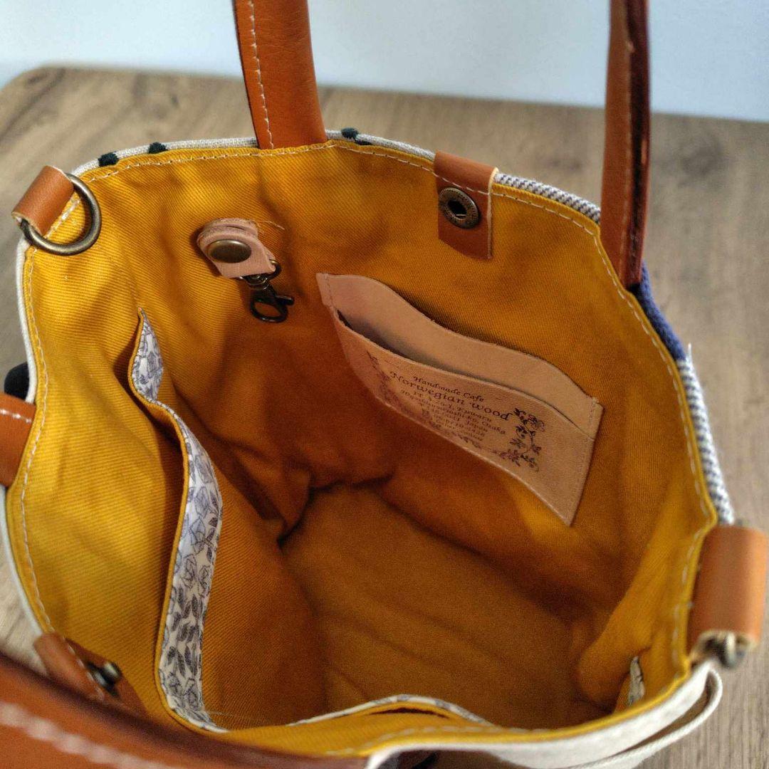 j*中様 ミナペルホネン/ピースパッチフォレストウィング/バケツ型トートショルダ