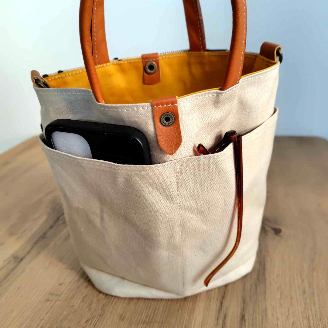 j*中様 ミナペルホネン/ピースパッチフォレストウィング/バケツ型トートショルダ