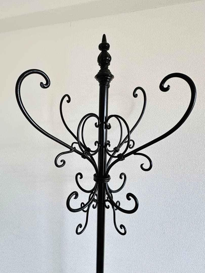 アイアン製ハンガーラック 傘立て付き ブラック