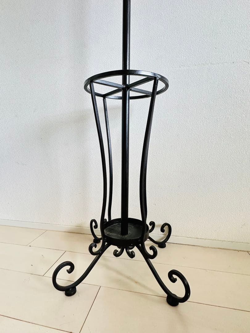 アイアン製ハンガーラック 傘立て付き ブラック