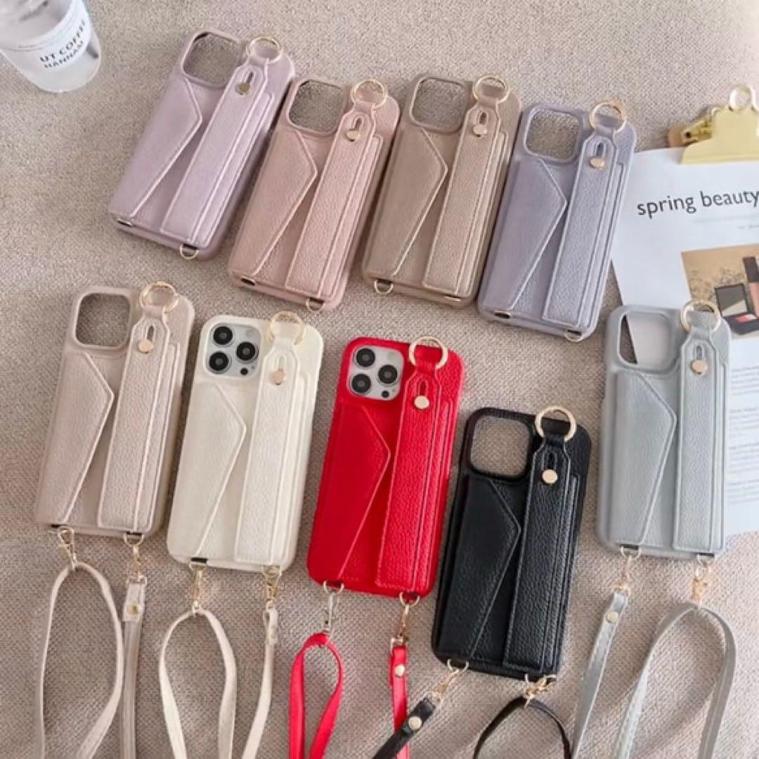 カードポケット＆ショルダー付き♡名入れ可能iPhone＆Galaxyケース