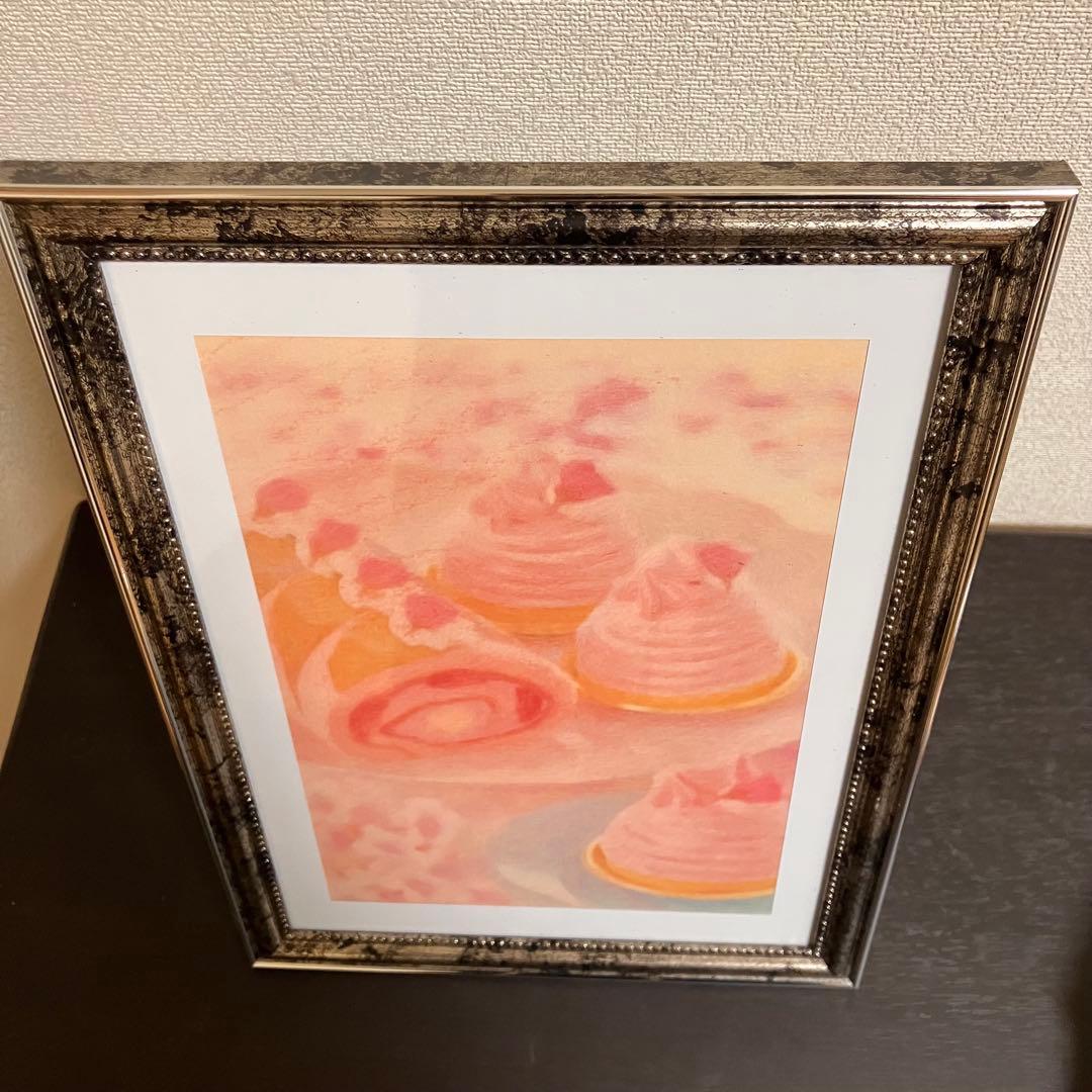 スイーツアート3 パステル画　額縁寸法32.7㎝×24.0㎝×1.5㎝