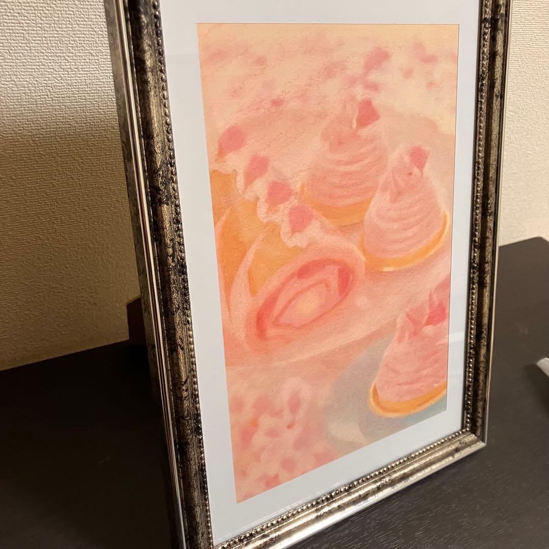 スイーツアート3 パステル画　額縁寸法32.7㎝×24.0㎝×1.5㎝