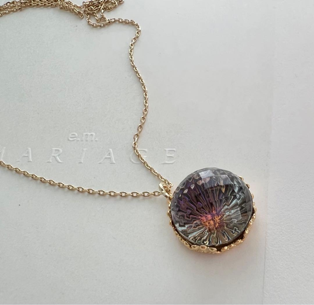 ヴィンテージ　チェコスロバキア　クリスタル　ゴールド　ロングネックレス