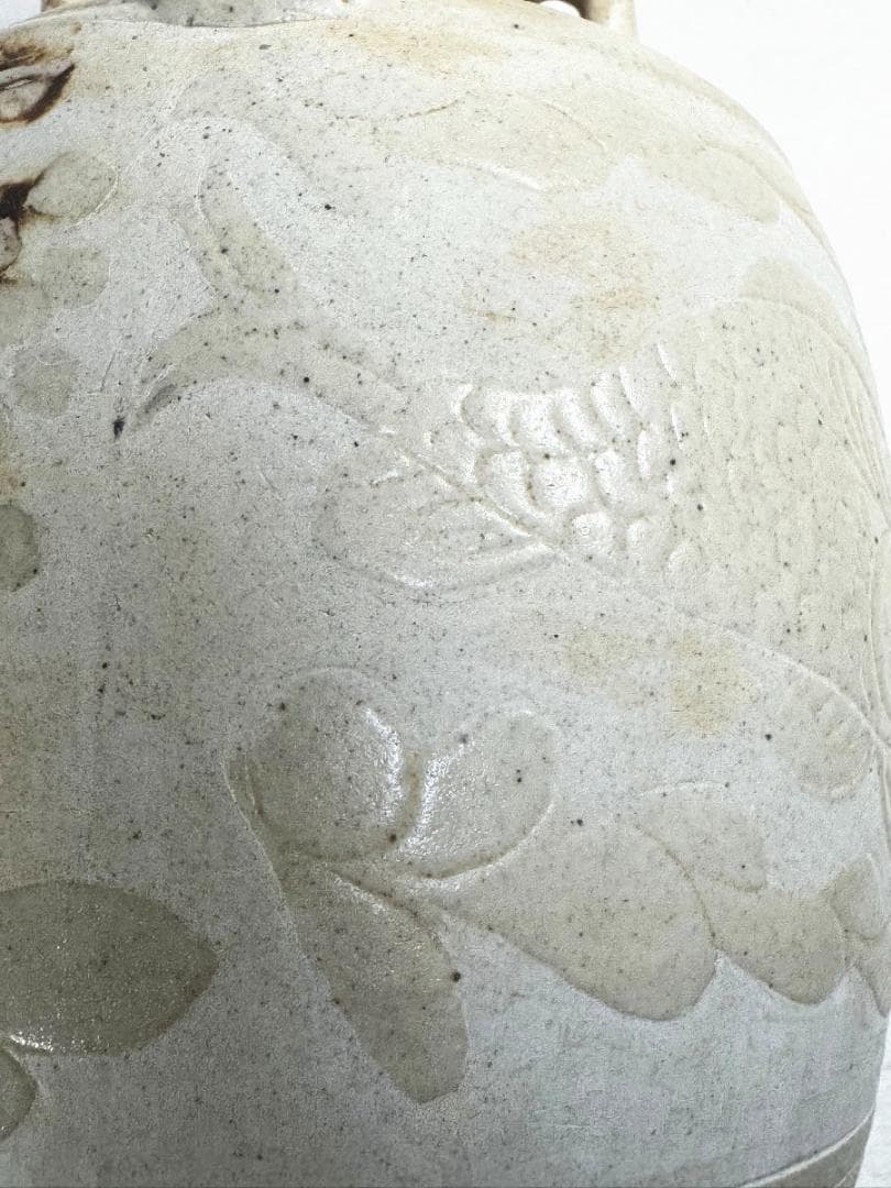 宋時代 磁州窯 刻花魚藻文執壷 水注 中国古玩 唐物歴史有る年代物WWTT257