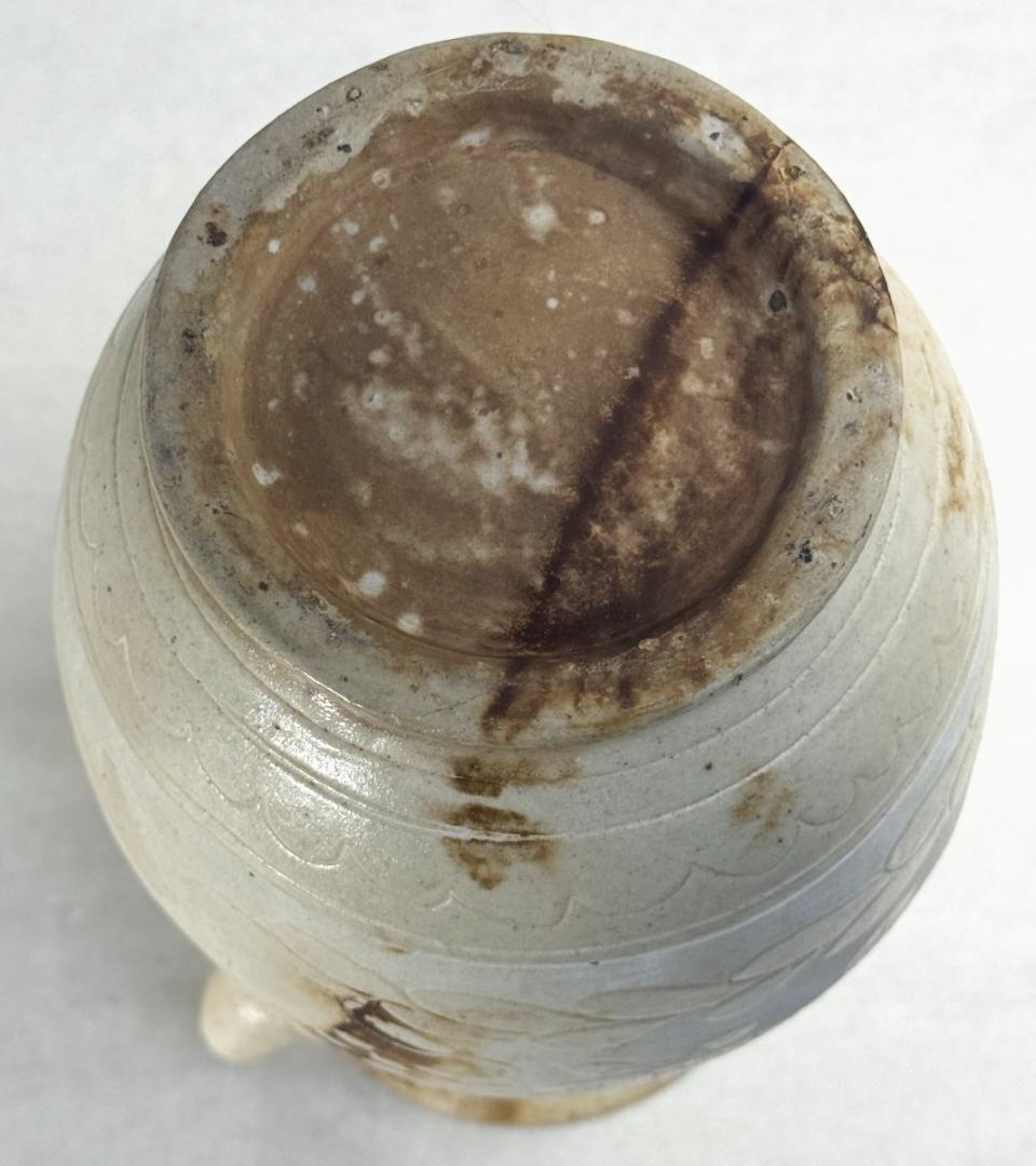 宋時代 磁州窯 刻花魚藻文執壷 水注 中国古玩 唐物歴史有る年代物WWTT257