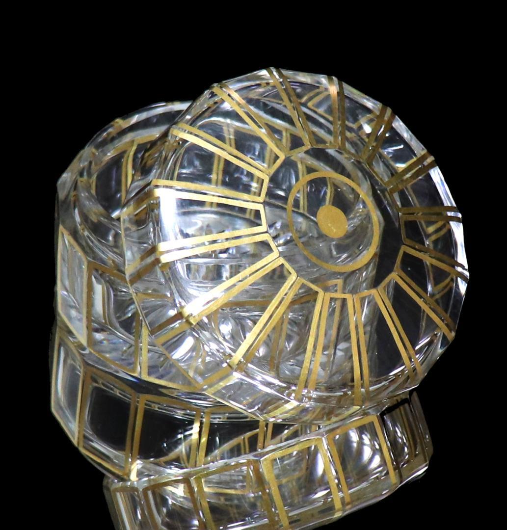 オールド・バカラ 究極の逸品 1910年頃 多面体切子24金彩装飾蓋物 ゴールド