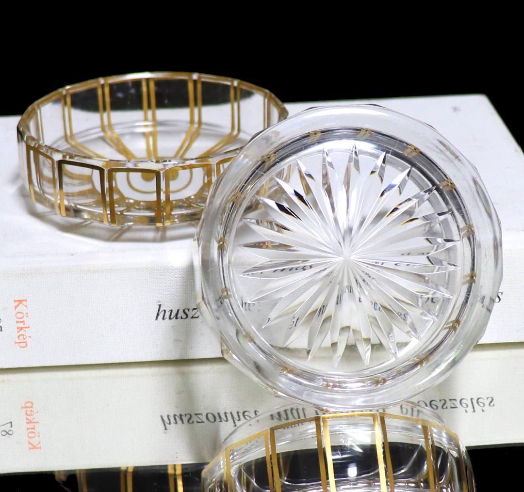 オールド・バカラ 究極の逸品 1910年頃 多面体切子24金彩装飾蓋物 ゴールド