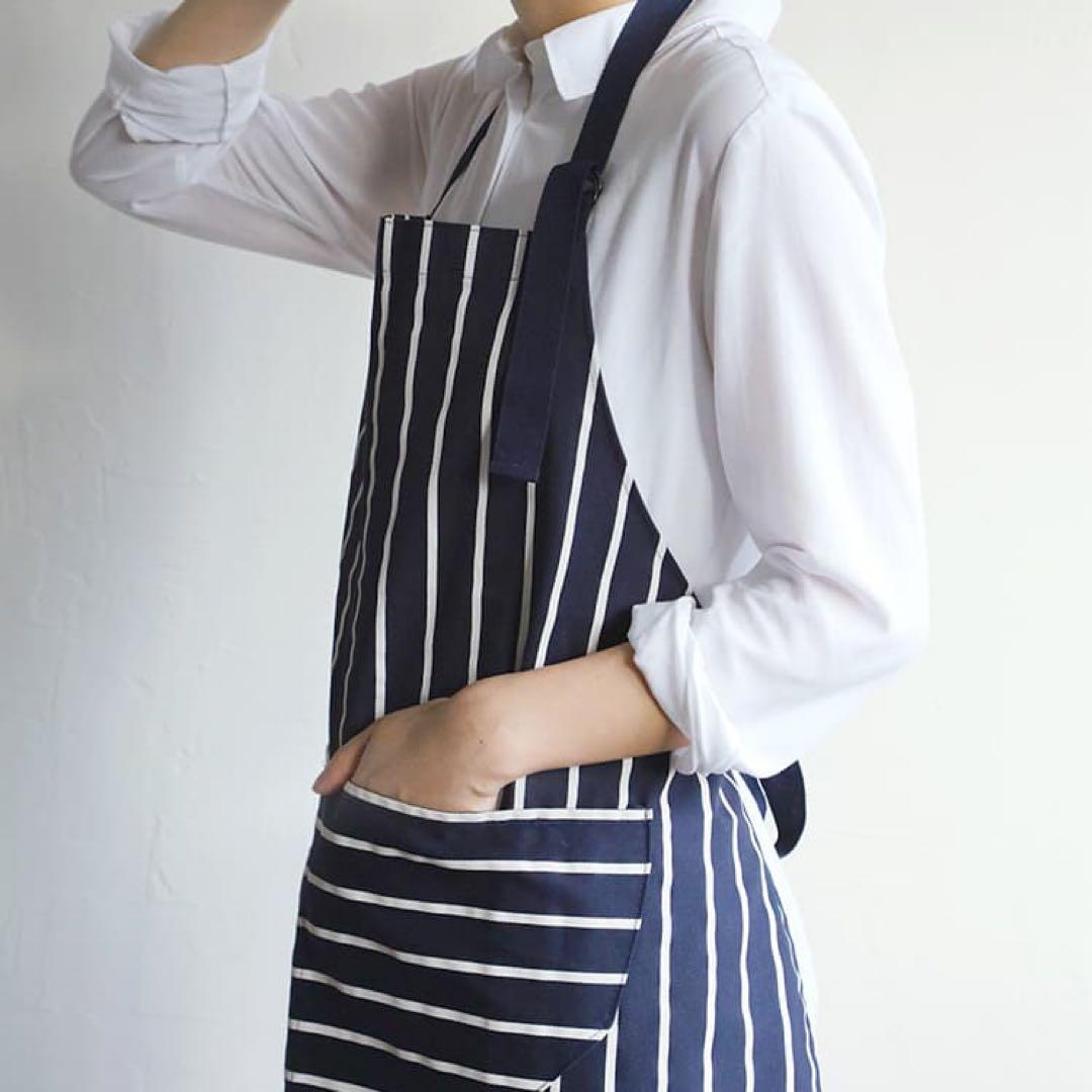 新品 RUSHBROOKES エプロン ロング ストライプ ネイビー イギリス