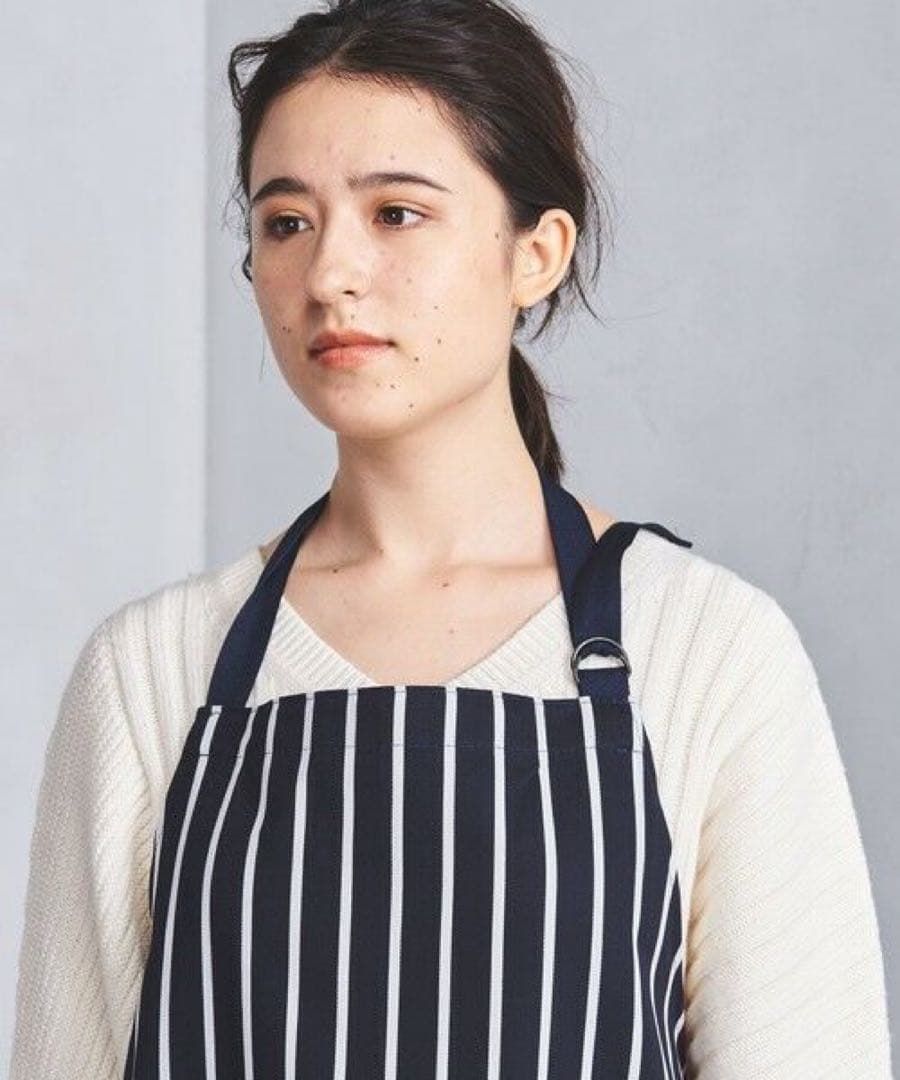 新品 RUSHBROOKES エプロン ロング ストライプ ネイビー イギリス