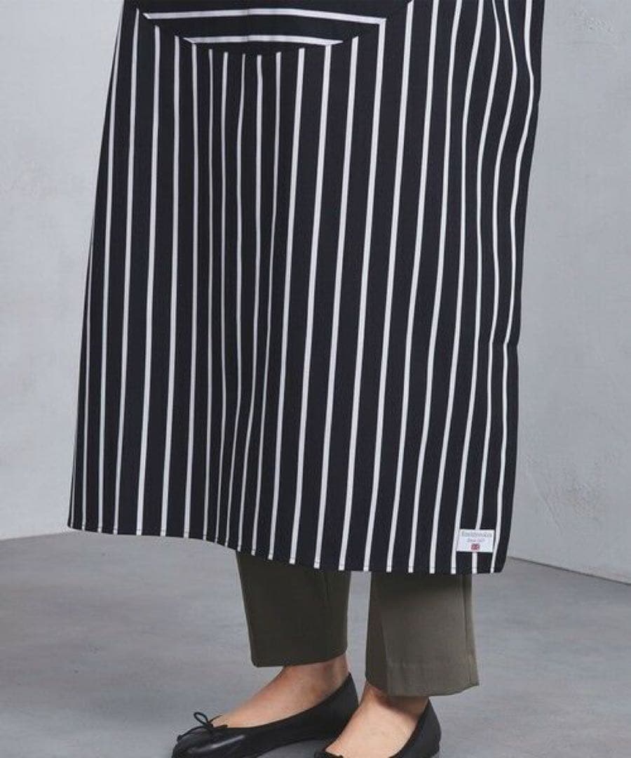 新品 RUSHBROOKES エプロン ロング ストライプ ネイビー イギリス