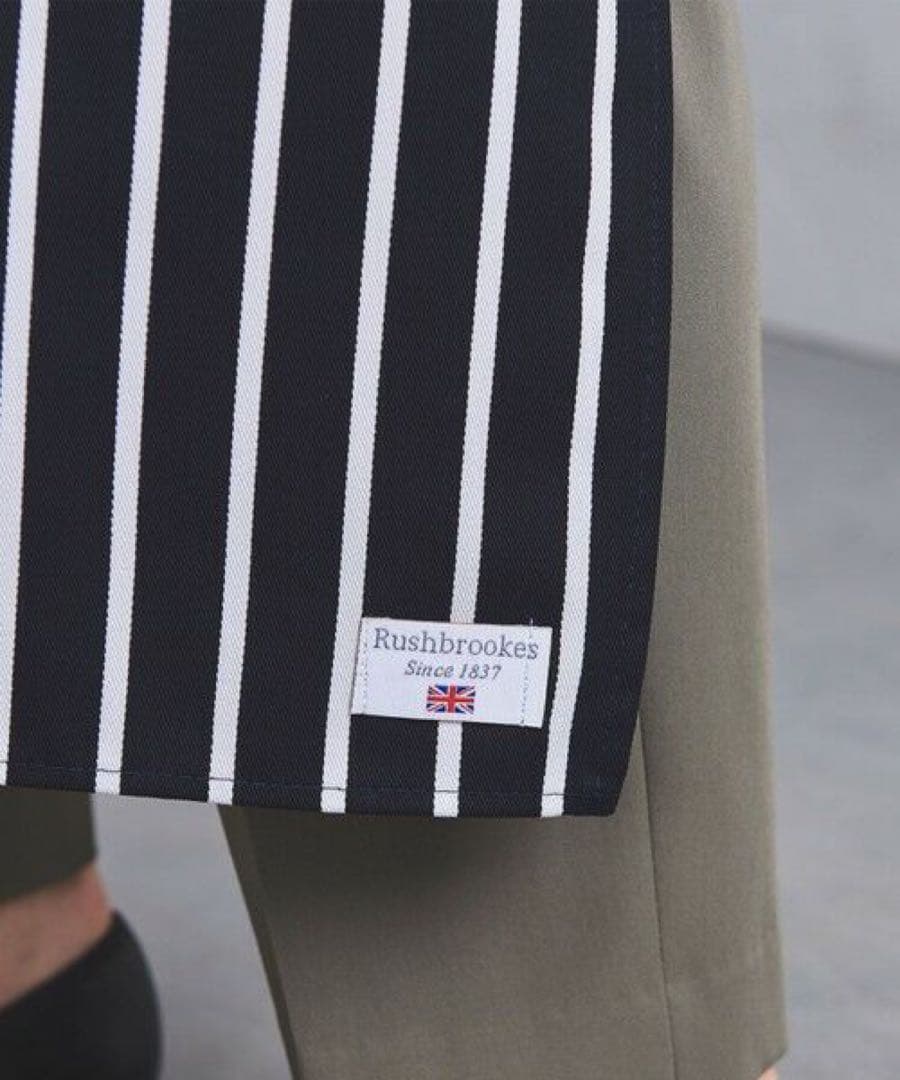 新品 RUSHBROOKES エプロン ロング ストライプ ネイビー イギリス