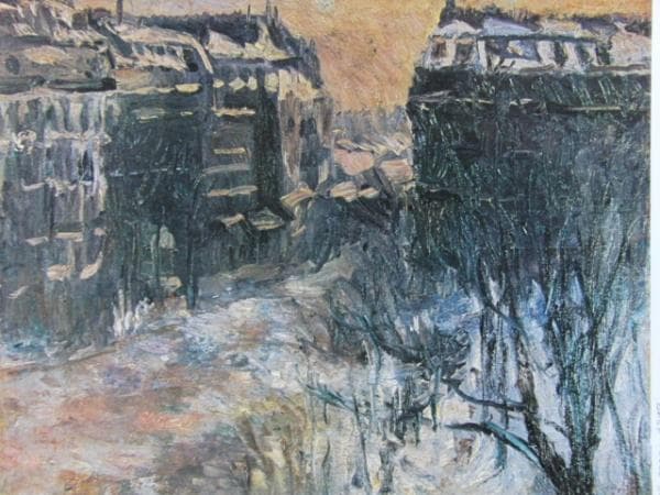 梅原 龍三郎、巴里の雪、希少大判画集より、高級額装付