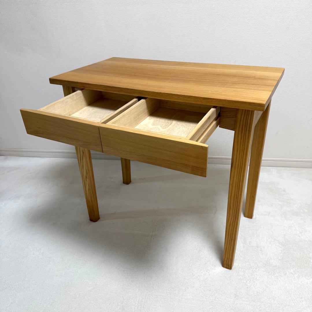 無印良品　無垢　タモ材　デスク　パーソナルデスク　引き出し付き　机　北欧