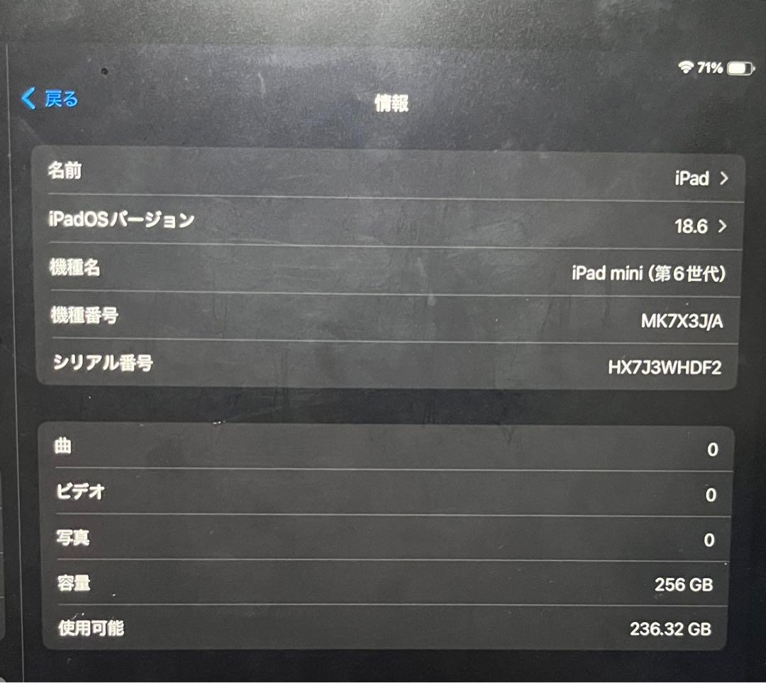 iPad mini 第6世代 256GB Wi-Fiモデル