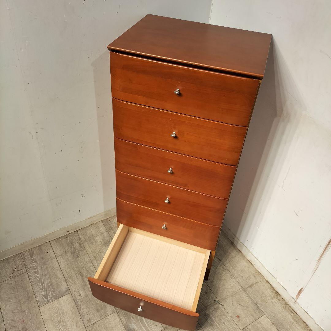 M♦スリム　 6段チェスト　 チェリーウッド調 　スリムタンス　 省スペース