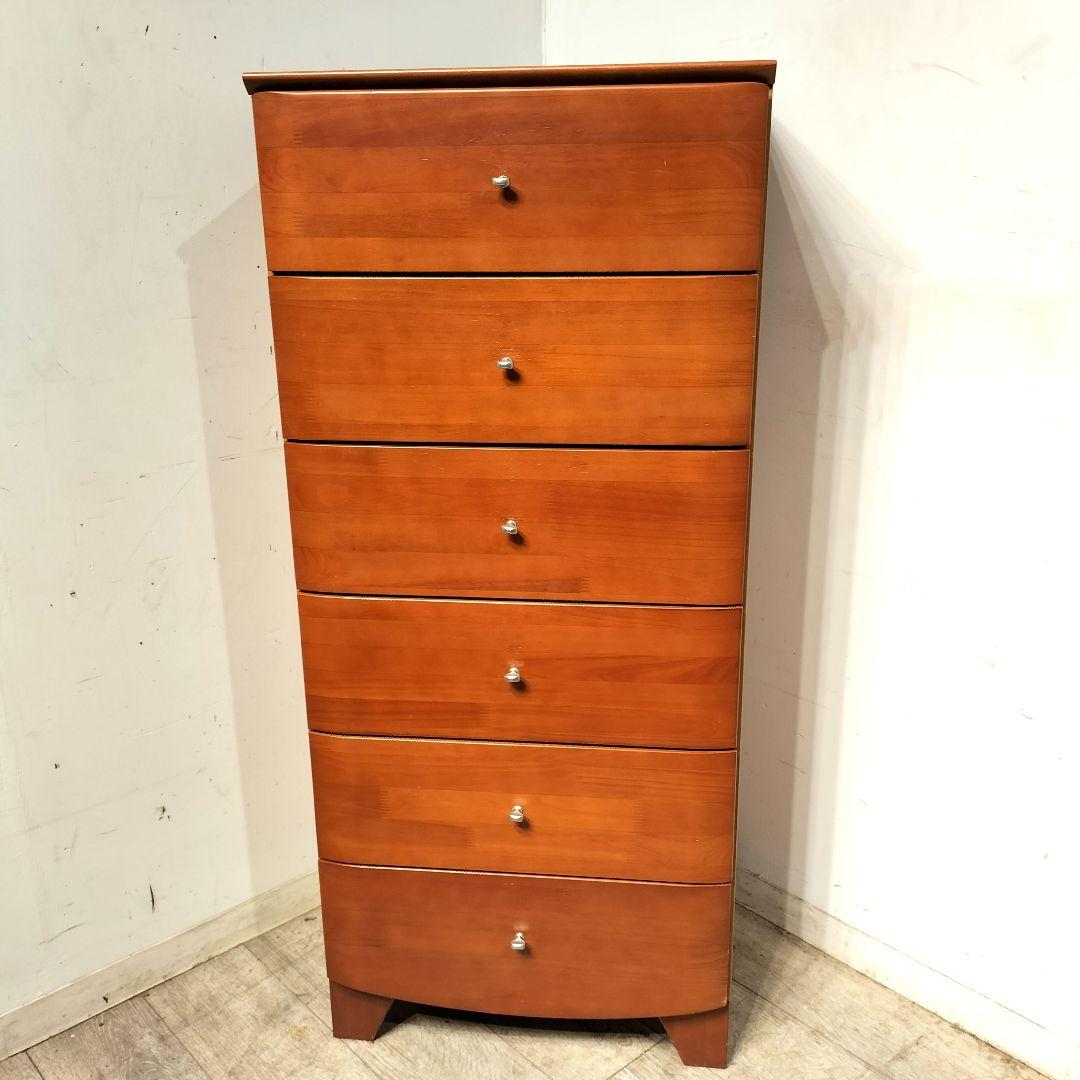 M♦スリム　 6段チェスト　 チェリーウッド調 　スリムタンス　 省スペース