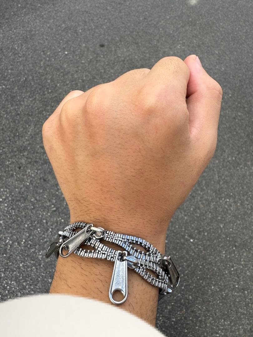 Vintage モード　y2k シルバー　チャック　ブレスレット　バングル