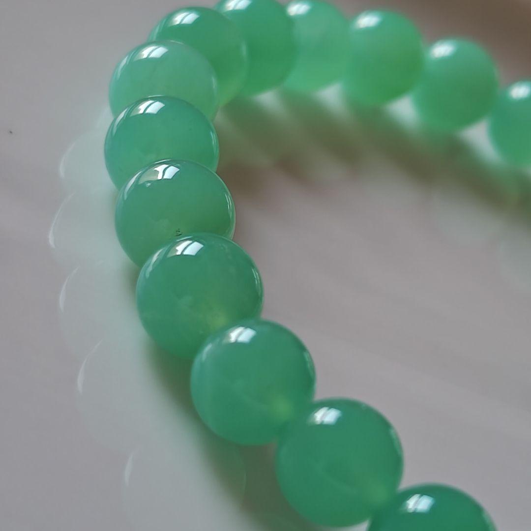 アップルグリーンの宝石質クリソプレーズハート　ブレスレット